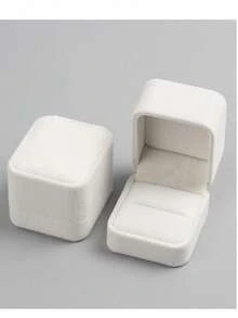 1PC White Velvet Ring Box For Proposal, Wedding, Engagement, Valentine's Day Gift – Elegant Jewelry Display Case For Rings, Earrings, Necklaces – Luxury Ring Holder, Bridal Accessories, Gift Box For Her - White - View 6