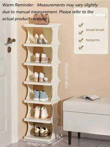 Foldable Shoe Rack - Ideal For Narrow Closets, Space-Saving, Plastic Shoe Organizer Rack, Suitable For Entryway, Efficient Space Utilization For Home/Dorm - Beige - View 11