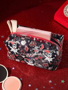 Harley Quinn X SHEIN 透明 PVC 化妝包，附印花防水拉鍊，多功能旅行盥洗包與化妝收納袋，適合日常洗漱用品、文具及小雜物收納 - 彩色 - 查看 2