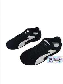 Plus Size Women'S Summer Casual Flat Soft Sole Patchwork Outdoor Sports Shoes, Lightweight Spring/Autumn Student Sneakers - Black 6212 - View 2