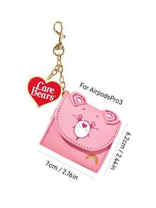 SHEIN X Care Bears Love Bear PU Earphone Storage Bag, With Love Pendant, Universal Model Is Suitable For A Variety Of Wireless Bluetooth Headphones, Student Commuting St - Pink - View 6
