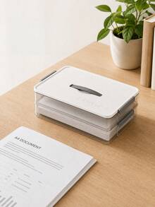 Transparent Storage Box, A4 Document Organizer For Important Papers & Certificates, Clear Container For Desk, Home & Dorm, Toy Storage Case - Multicolor - View 7