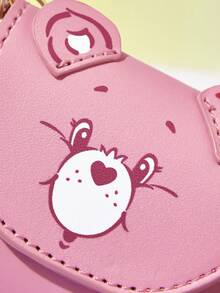 SHEIN X Care Bears Love Bear PU Earphone Storage Bag, With Love Pendant, Universal Model Is Suitable For A Variety Of Wireless Bluetooth Headphones, Student Commuting St - Pink - View 3