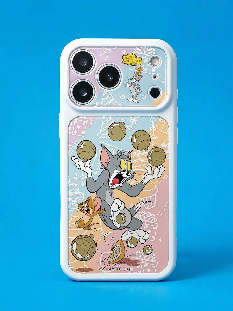 TOM & JERRY X SHEIN 時尚高端印花圖案保護手機殼設計,完美適配 ,可愛時尚且精緻 - 彩色 - 查看 1