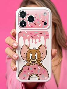 TOM & JERRY X SHEIN 時尚高端印花圖案手機保護殼設計，適用於 iPhone，可愛時尚且精緻 - 彩色 - 查看 2