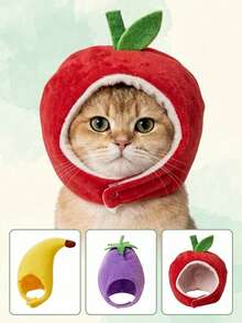 PETSIN 1 PC Halloween Pet Cosplay Funny Brinjal/Banana/Apple Fruits Cap Costumes - Multicolor - View 3