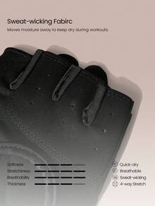 GLOWMODE Grip It 吸汗加墊防滑訓練手套 高強度訓練 跑步健身房運動用 - 黑色 - 查看 6