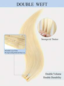 Natural Human Hair Weft-Double Weft Suitable For Sewing In Extensions,Platinum Blonde Color,12-22"Seamless Hair Extension,All Occasions,Volume Enhancing Hairpiece,Secure Fit Hairpiece,Versatile Hair Styling,Soft Silky Hair Sew In Extensions For Women - S60 - View 7