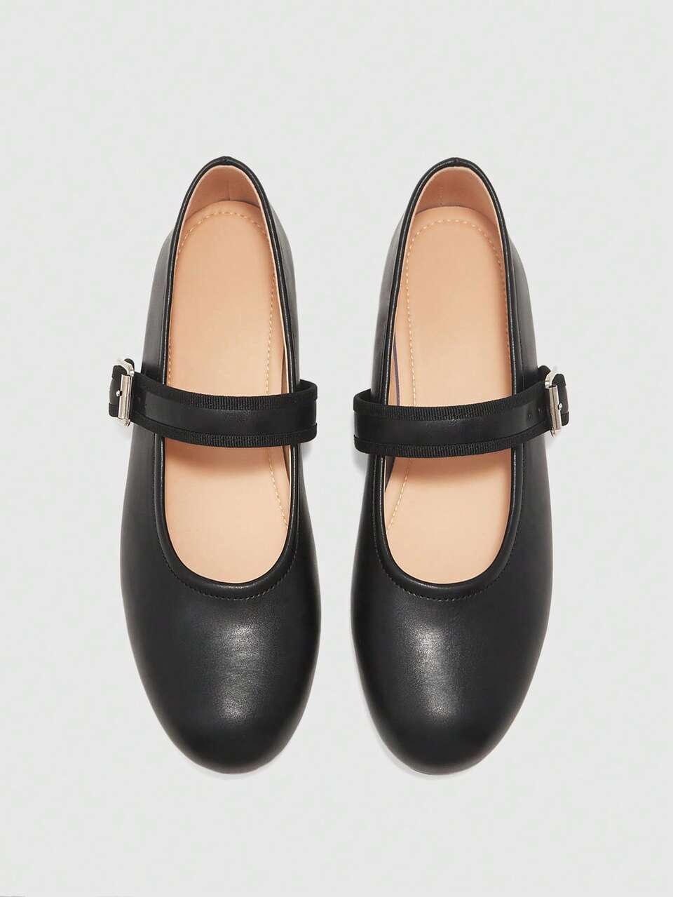 CUCCOO BIZCHIC Black Button Round Toe Mary Jane Flat Women's Shoes
