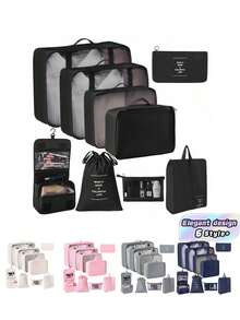 Travel Storage Bags, Large Capacity Clothing Organizer Bags, Shoe Bags, Luggage Packing Cubes, Travel Essentials, Compression Packing Cubes, Mesh Carry Bags, Organizing & Storage, Travel Accessories, Back To School, Dorm Supplies - Black - View 1