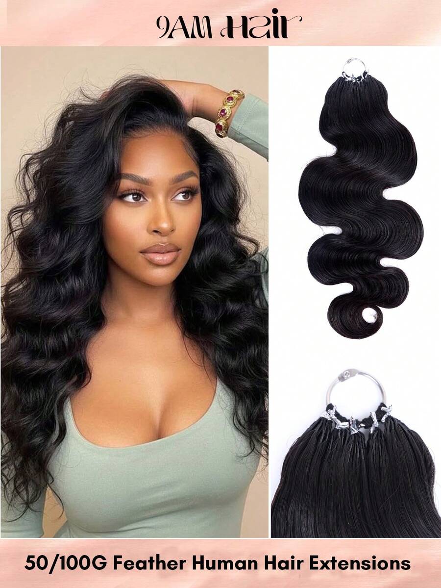 Boho Braids شعر ريمي بشري 100% موجي الجسم، إضافات شعر كروشيه مفصولة مسبقًا، شعر ريشي، أسود طبيعي - SNatural - مشاهدة 1