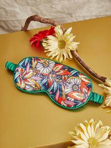 Frida Kahlo X SHEIN Letter & Plant Floral Pattern Printed Eye Mask,Gifts - Green - View 8