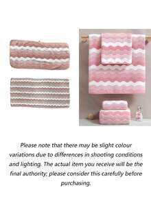 Minimalist Striped Coral Fleece Soft Absorbent Quick-Dry Bath Towel/Hand Towel For Home Use - Pink - View 6