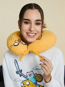 ADVENTURE TIME X SHEIN Bantal Leher Perjalanan Motif Kartun Bordir, Hadiah, Liburan - Kuning - View 2
