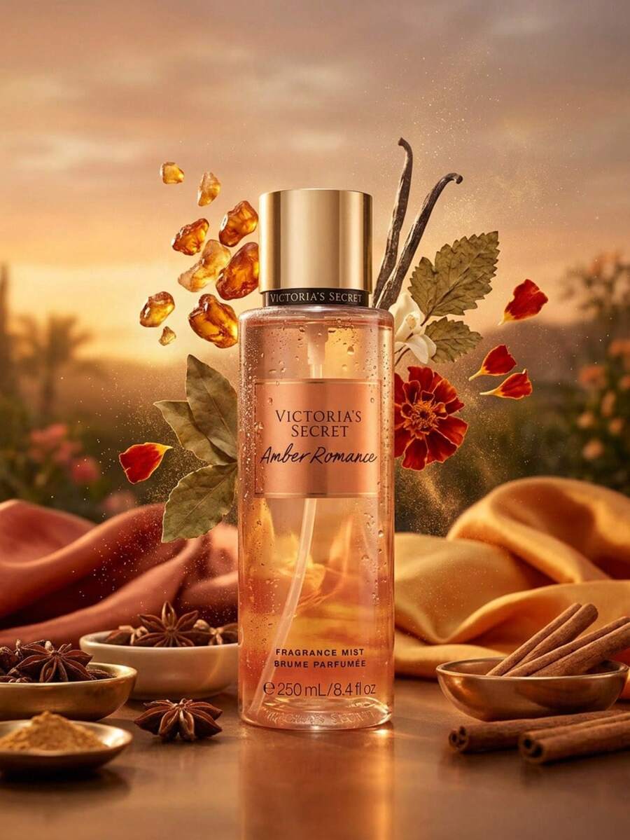 Victoria's Secret Amber Romance Body Mist 250 Ml – Body Mist, Long-Lasting, For Women, Warm Amber, Amber, Aloe Vera, Suitable For Post-Shower - Amber Romance - View 1