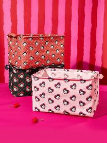 Betty Boop x SHEIN Fabric Folding Storage Basket, Household Toy Sundries Clothing Sorting Basket, Large-Capacity Desktop Storage Box - Black - View 6