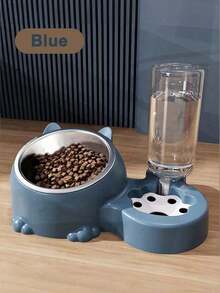 PETSIN Cat Bowl 2-In-1 Double Bowl Automatic Drinking Water, Cat Food, Dog Food Basin, Pet Universal Food Basin, Neck Protection, Anti Knock Feeding Device,Multiple Colors Available - 500ml - View 7