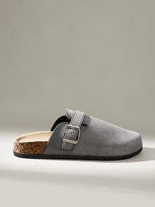 Solecia Women's Fashion Thick Sole Slippers, Round Toe With Square Buckle, Matching Shoes For Christmas - Grey - View 3