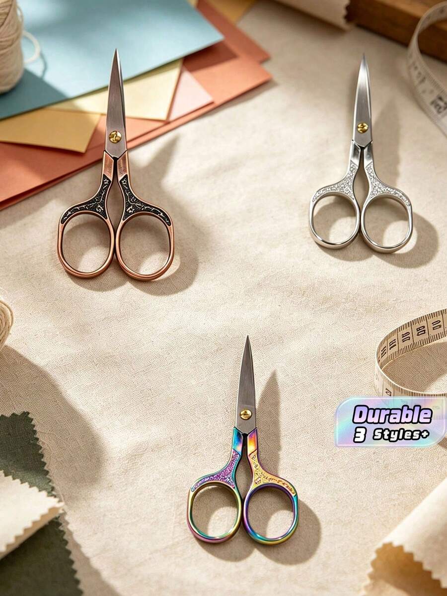 1 Set Of Embroidery Scissors, Stainless Steel Mini Scissors, Yarn Scissors, DIY Embroidery, Craftwork, Needlework, Artistic Creation, And Everyday Use Tools. - Multicolor - View 1