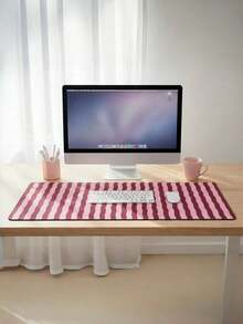 1Pc Large Non Slip Desk Mat Pink Burgundy Wavy Lines Mouse Pad Waterproof Durable Smooth Surface Office Gaming Accessory For Work Study Home Computer Keyboard - Mouse Pad - View 5