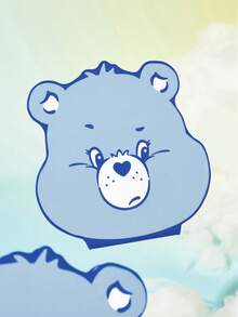 SHEIN X Care Bears Sweet Heart Nose Bear Foldable Makeup Mirror, Irregular Shape, Foldable Faux Leather Cover, Slim Desktop Vanity Mirror For Teens Daily Grooming - Dusty Blue - View 2