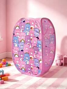 SHEIN X Care Bears Polyester Fiber Foldable Storage Basket - Pop-Up Portable Storage Basket, Household Multi-Functional Storage Box, Suitable For Clothing, Toys, Sundries Sorting, Light, Durable And Easy To Clean, Suitable For Bedrooms, Living Rooms, Bathrooms, Dormito - Rose powder - View 2