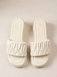 HighSole Loose Cake Thick-Soled Slippers Women Wear New Korean Online Celebrity Explosions Popular Soft Bottom Sandals. Summer Shoes - Apricot - View 7