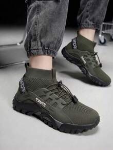 Vate Sepatu Sneakers Kasual Wanita dengan Motif Huruf yang Nyaman untuk Pemakaian Sehari-hari, Cocok untuk Natal - Hijau Tentara - View 4