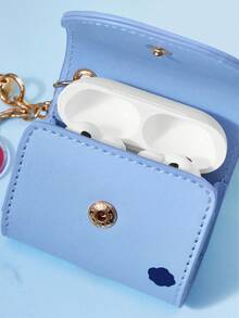 SHEIN X Care Bears Love Bear PU 耳機收納包，附愛心吊飾，通用款適用於多款無線藍牙耳機，適合學生通勤使用 - 藍色 - 查看 2