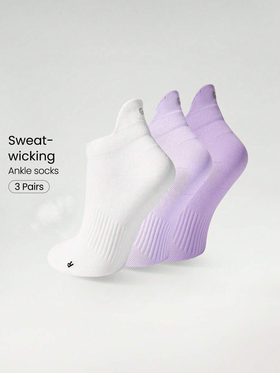GLOWMODE 3 Pairs Arch Support Everyday Socks Gym - Purple - View 1