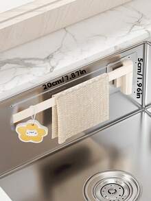 1Pc Sink Rag Holder, Punch‑Free Wall‑Mounted Kitchen Storage Rack, Towel Bar Paper Towel & Plastic Wrap Organizer - Multicolor - View 4