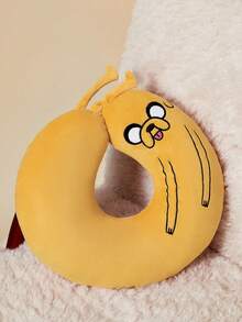 ADVENTURE TIME X SHEIN Bantal Leher Perjalanan Motif Kartun Bordir, Hadiah, Liburan - Kuning - View 1