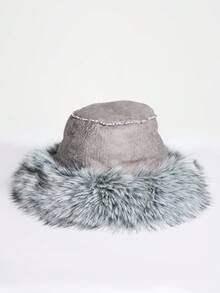 MUSERA Grey Faux Fur Hat Skiing Outfit Streetwear Summer Fall Winter - Multicolor - View 5
