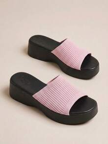HighSole 女士时尚厚底坡跟凉鞋，适合日常穿着 - 淡紫色 - 查看 7