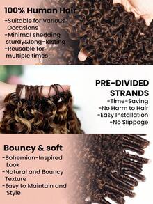 Boho Braids Highlight 4/30 彩色 Miracle Knots 鉤編髮 式捲曲無結鉤編辮 真人髮 預分束接髮 輕量可重複使用 隱形羽毛鉤編髮 螺旋捲曲 - S4/30 - 查看 5