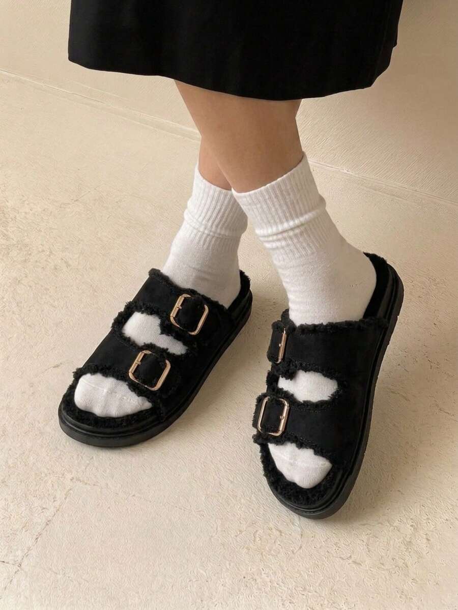 HighSole Retro Thick Sole Slippers, Versatile Sandals - Black - View 1