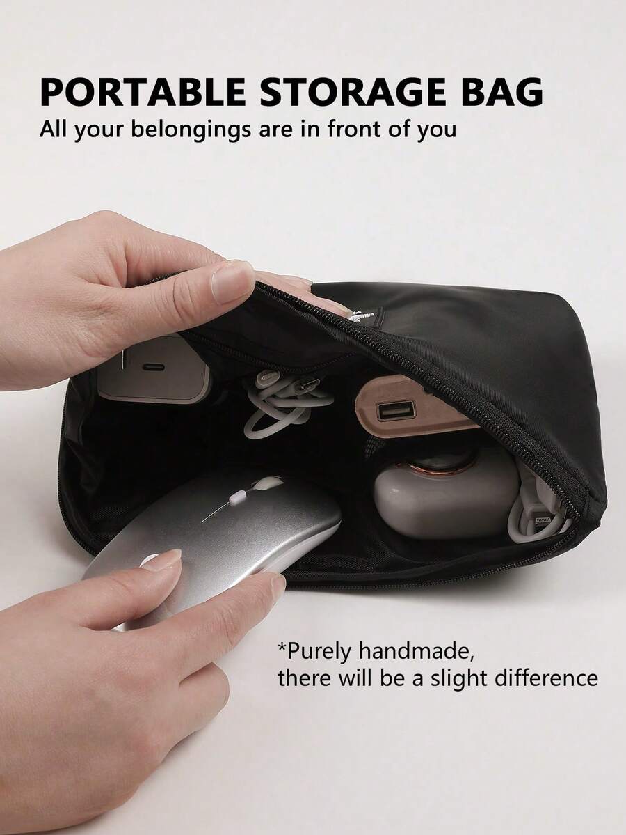 Found Favorite Electronic Product Storage Bag, Travel Cable Storage Bag, Electronic Accessory Portable Bag, Waterproof Double-Layer Multifunctional Storage Bag, - Black - View 1