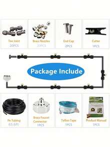 1Set 20M 65.6ft Misting System Brass Nozzles 3 4 Inch Adapter Outdoor Cooling Mist Line For Patio Garden Greenhouse Deck Umbrella Trampoline Water Park - Misting Cooling System - View 6