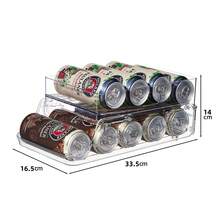 1 Piece Double Layer Rolling Beverage Storage Rack Rolling Pull Out Design Space Saving Easy Access Sturdy Stable Structure Smooth Sliding No Assembly Required Transparent Color Beverage Can Organizer For Refrigerator Kitchen Cabinet Storage - White - View 8