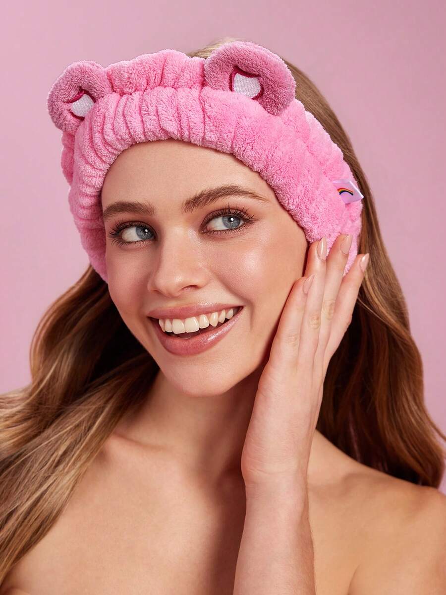 SHEIN X Care Bears 1件裝毛絨彈性髮圈,居家與浴室裝飾 - 粉熊 - 查看 1