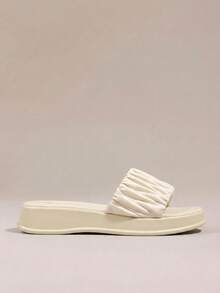 HighSole Loose Cake Thick-Soled Slippers Women Wear New Korean Online Celebrity Explosions Popular Soft Bottom Sandals. Summer Shoes - Apricot - View 2