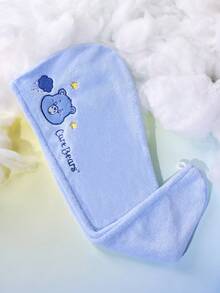 SHEIN X Care Bears Cartoon Embroidered Dry Hair Cap - Blue - View 2