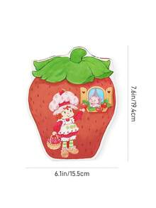 Strawberry Shortcake X SHEIN مرآة مكياج قابلة للطي محمولة بطباعة عتيقة، غلاف من الجلد الصناعي مقاوم للتآكل، صغيرة ويمكن طيها إلى النصف للتخزين، سطح مرآة واضح، مناسبة لمكياج الفتيات اليومي والتنقل والخروج العب بمرآة اليد الصغيرة التي تحبها - الأحمر - مشاهدة 5