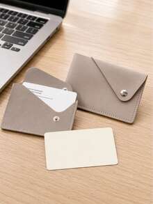 Haus Hana 1Pc Minimalist Envelope Card Holder, Snap Button Faux Leather Business Card Case, Slim Portable Credit Card Wallet, Lightweight Name Card Organizer For Office, Travel, Daily Use & Gift - multicolor - View 1