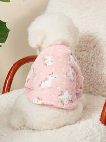 PETSIN 1 áo nỉ cổ tròn cho chó mèo thú cưng, họa tiết kỳ lân hồng in, dễ thương, lông xù co giãn hai mặt, thoải mái ấm áp - Nhiều màu - Xem 3