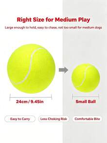 1 pieza Pelota de tenis para perro de 9.5 pulgadas resistente y rebotadora, juguete de masticar de alta elasticidad para perros pequeños y medianos, entrenamiento, ejercicio y juego de lanzar al aire libre, juguete de goma inodoro para cachorros, suministros interactivos para perros de verano - Multicolor - Ver 3