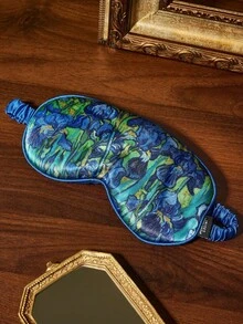 SHEIN Touch of Art 1 Pc Silky Sleeping Eye Mask, Iris Flower Design, Soft Material, Non-Irritating, Good Blackout Effect,Summer Outfits, Spring Outfits,Beach, Vacation, Flower - Blue - View 5