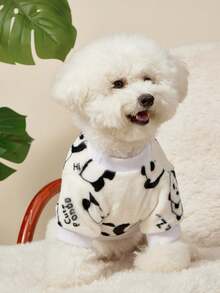 PETSIN 1pc Pet Cat Dog Universal Panda Pattern Printed Cute Double Sided Elastic Plush Comfortable Warm Dog Round Neck Sweatshirt - Multicolor - View 5
