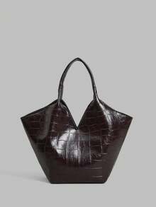 Ontre Women's Fashion Retro Brown Handbag, Exquisite Soft Stone Pattern PU Small Tote Bag, For Daily, Commuting, Shopping, Shopping Bags - coffee color - View 1