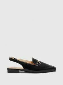 CUCCOO BIZCHIC Women's New Square Toe Black Mule Flat Shoes, Commuter Casual Wear Fall Shoes - Black - View 1